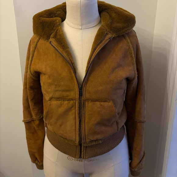 UGG Jackets & Blazers - UGG Leather Hooded Bomber Jacket